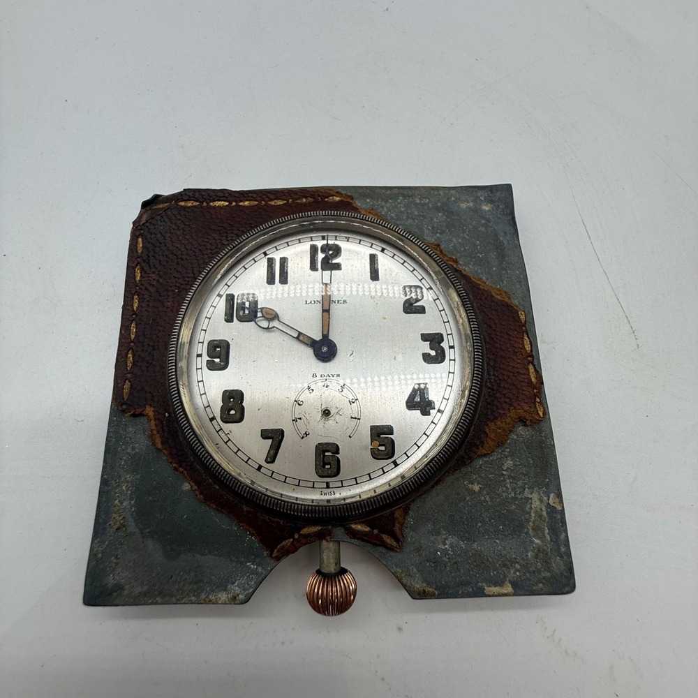 Vintage Longines 8 Days Swiss Travel Clock Radium Dial Restoration Parts As Is